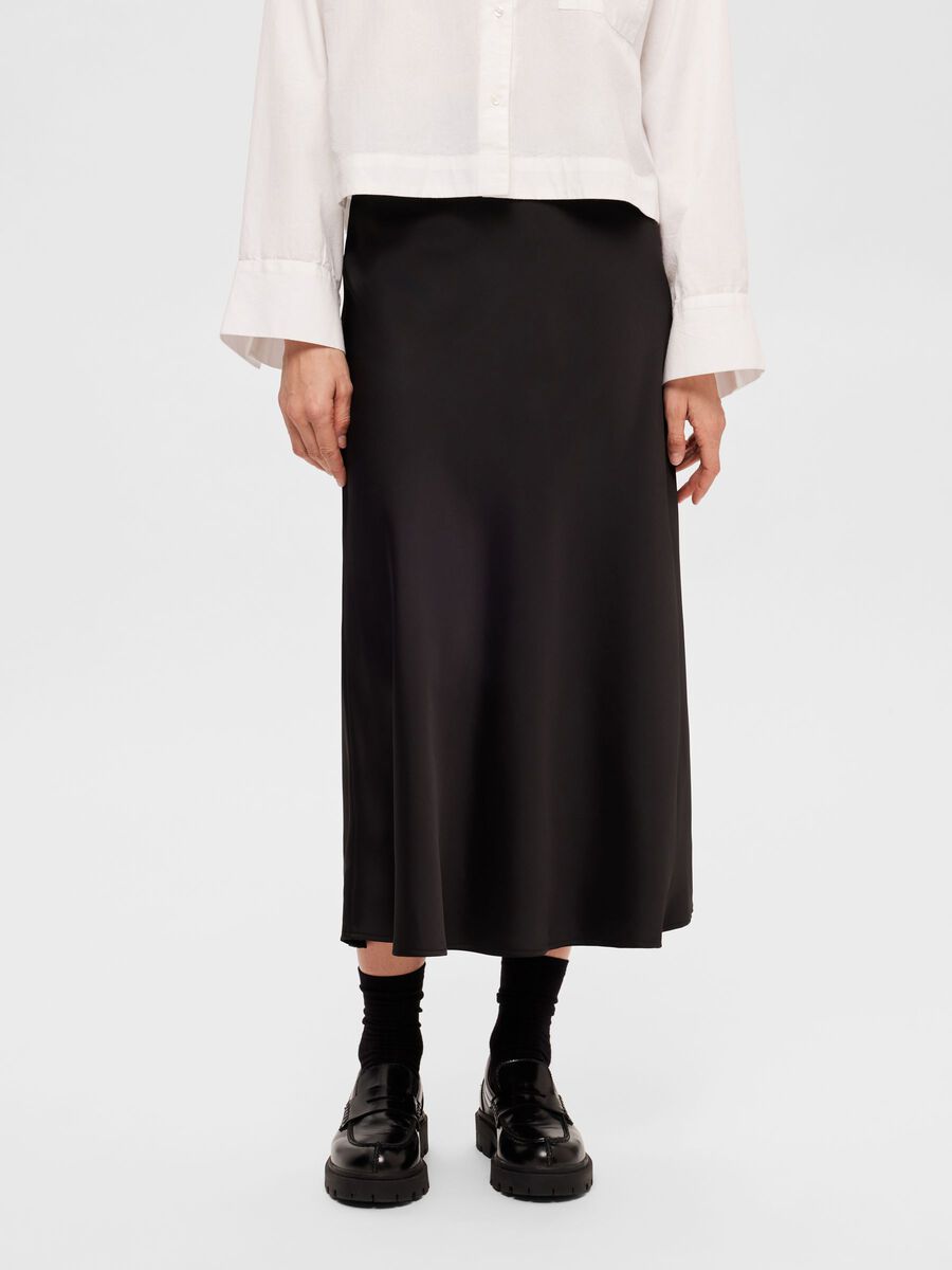 Satin Midi Skirt (LENA) - Selected Femme