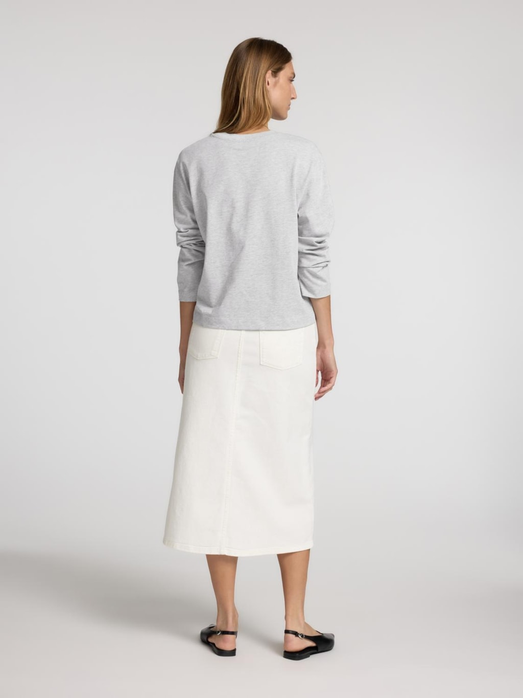 ESSENTIAL BOXY LS TEE - SELECTED FEMME (GREY)