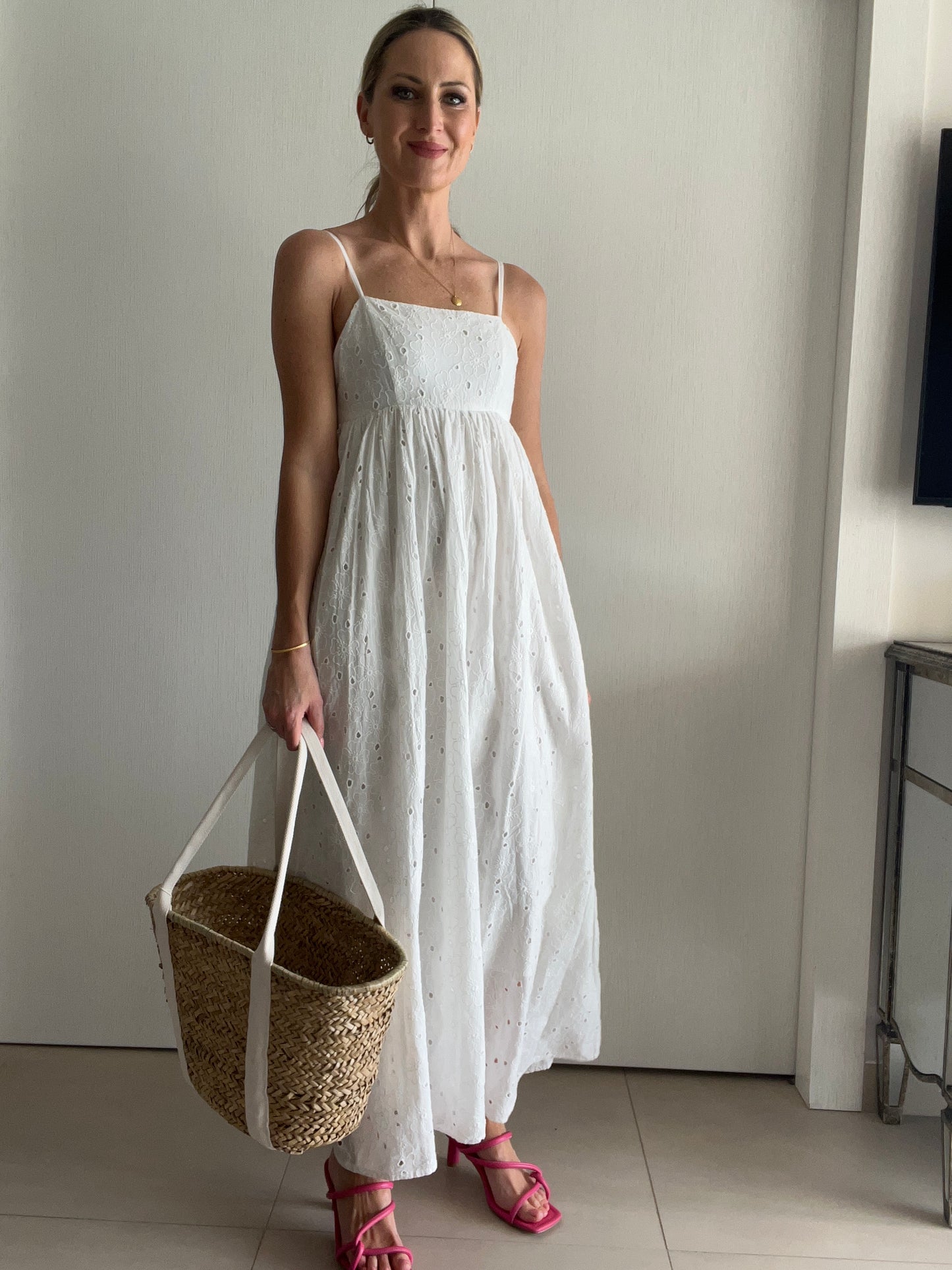 Bonita Maxi Broderie Dress - Selected Femme