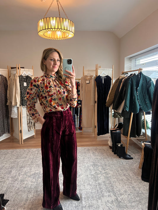 Jazz Velvet Wide Leg Trousers - Suncoo
