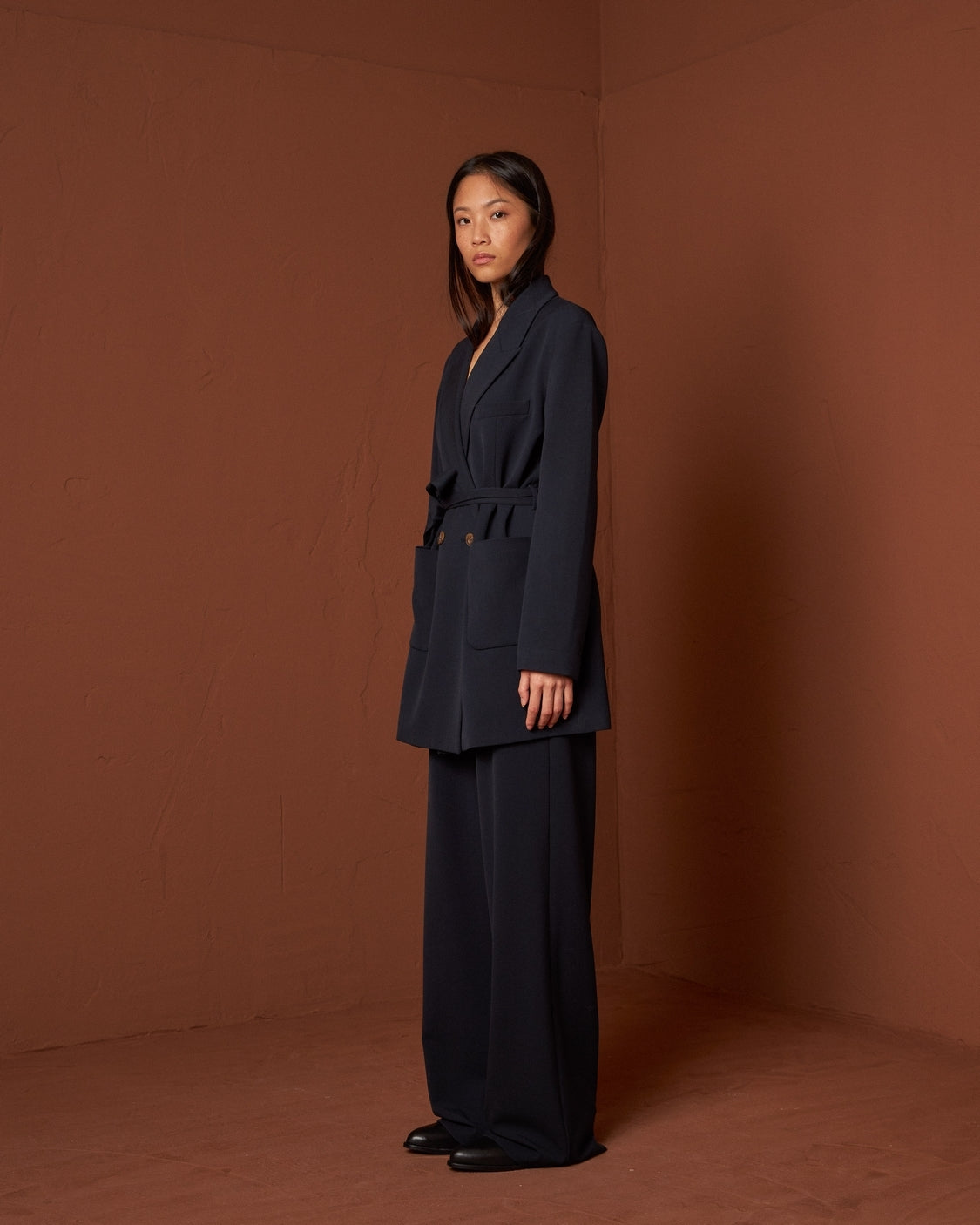 MAXI BLAZER WITH BELT - INDI&COLD