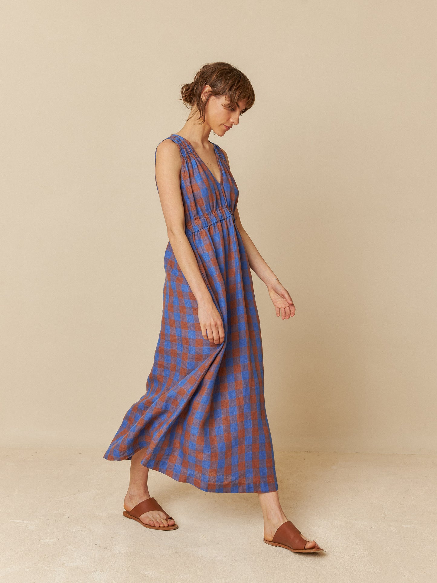 LINEN GINGHAM DRESS - INDI & COLD
