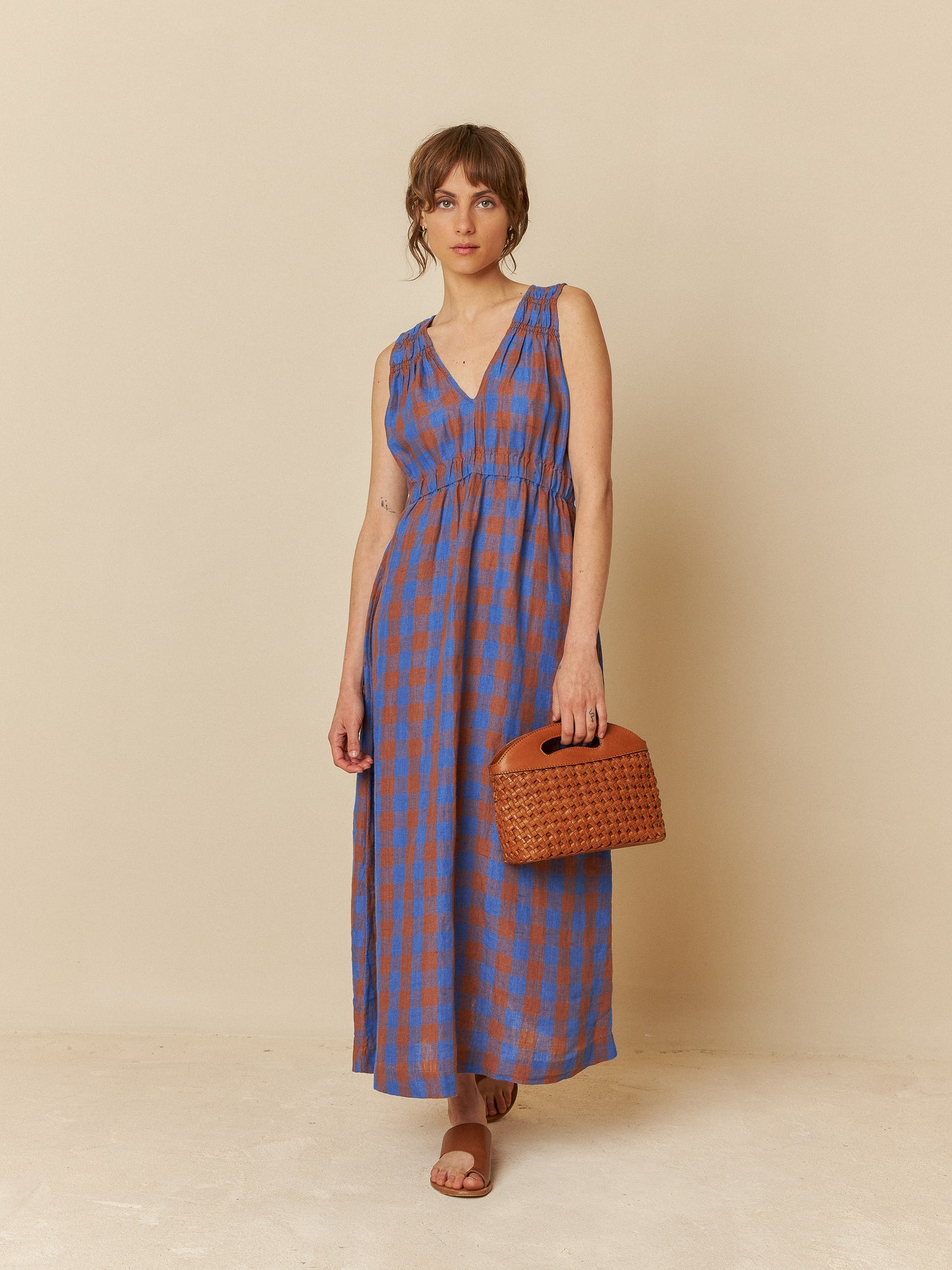 LINEN GINGHAM DRESS - INDI & COLD