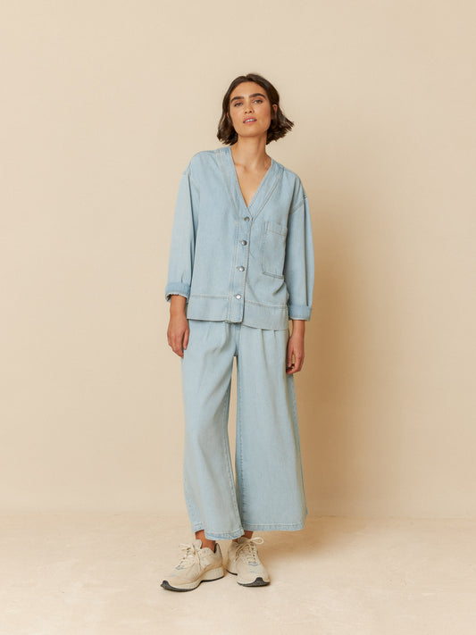 DENIM EFFECT OVERSHIRT - INDI&COLD