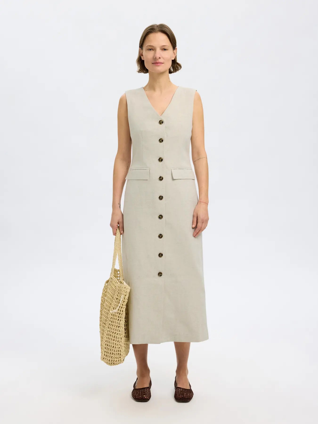 SLFVENJA LINEN BLEND DRESS - SELECTED FEMME