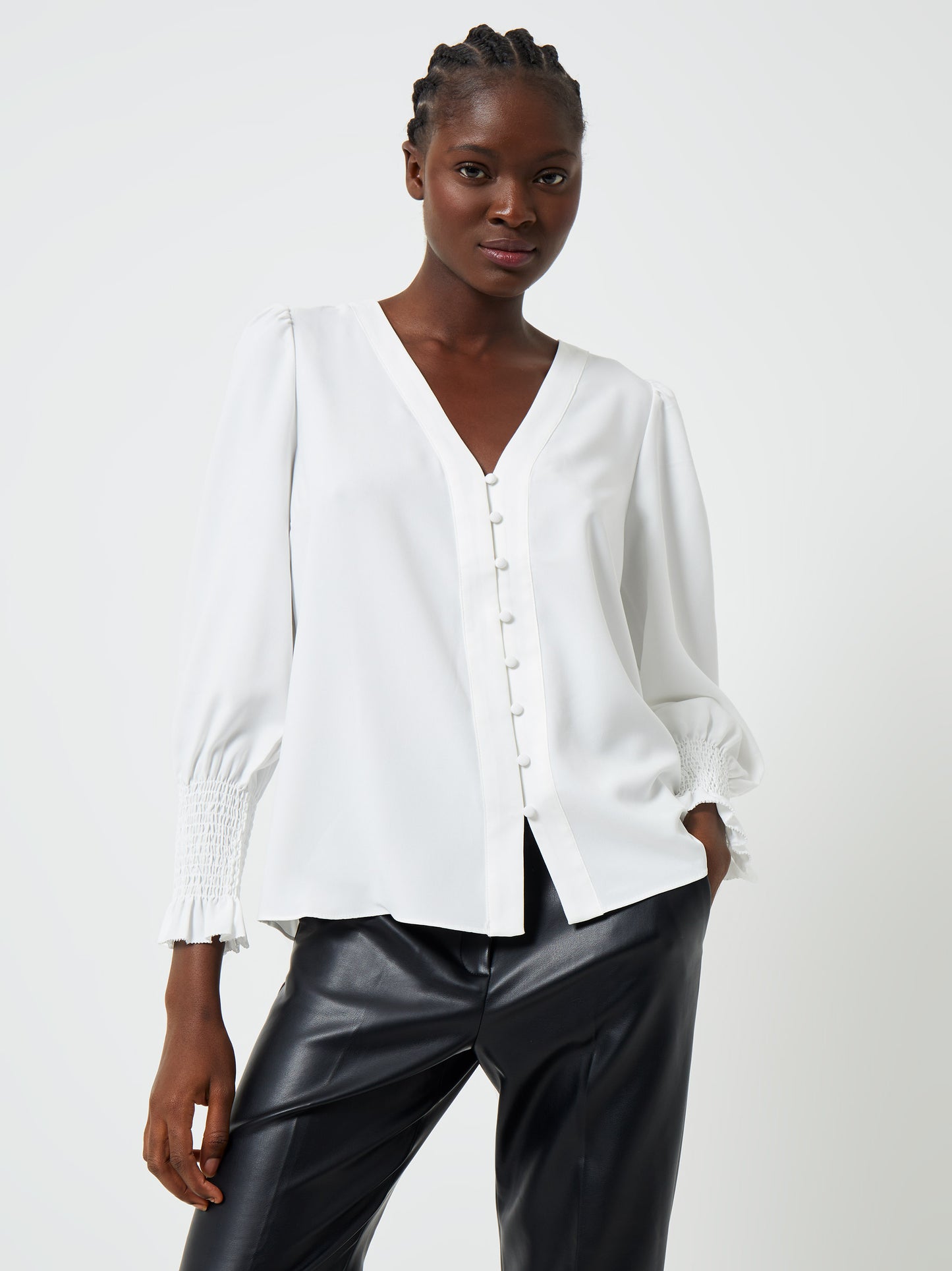 CREPE V NECK BLOUSE FRENCH CONNECTION