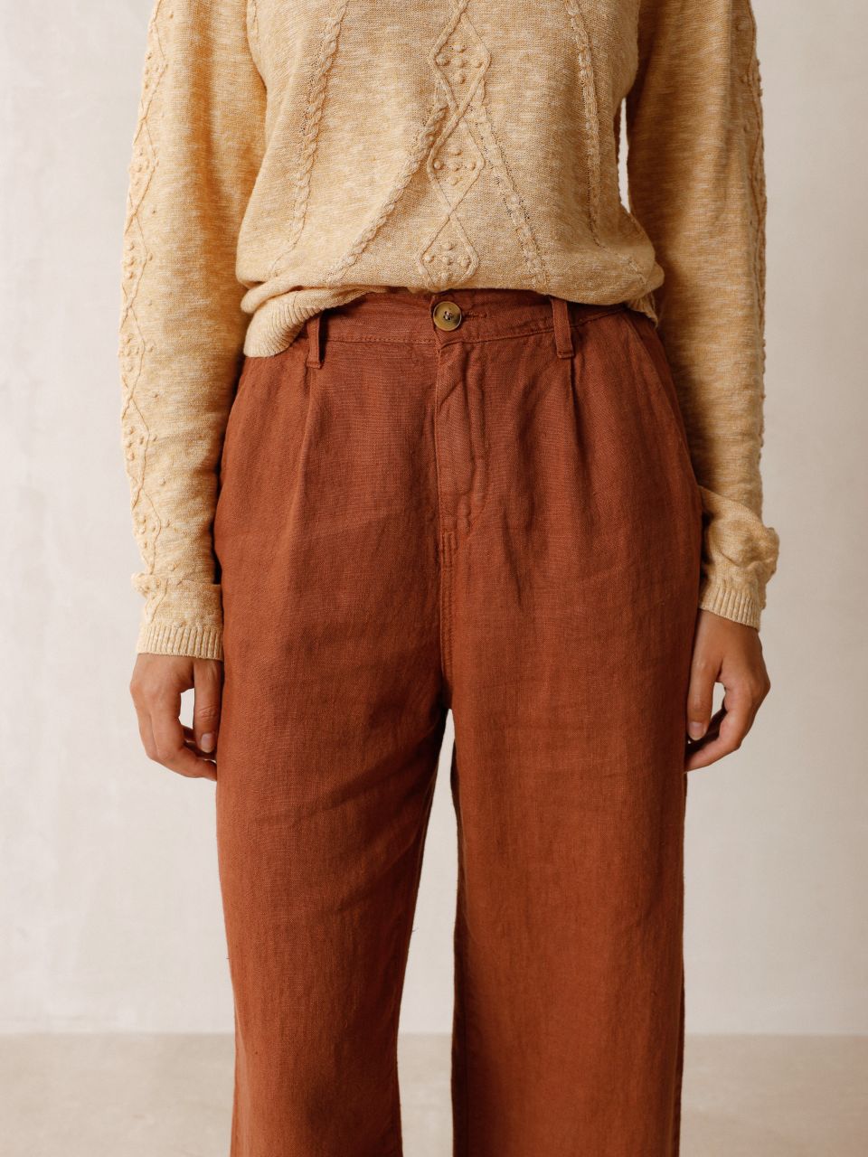 Linen Crop Pant - Indi&Cold