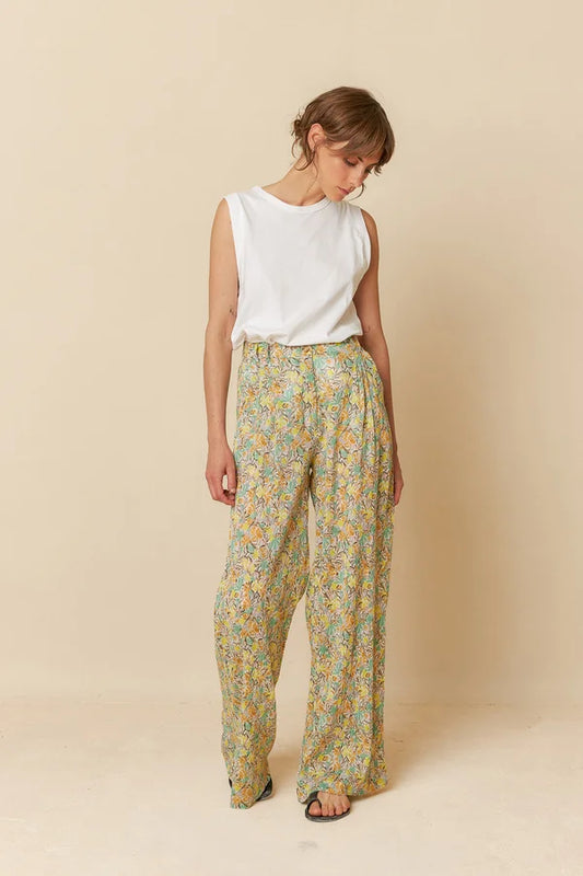 Floral Wide Leg Trousers - Indi&Cold