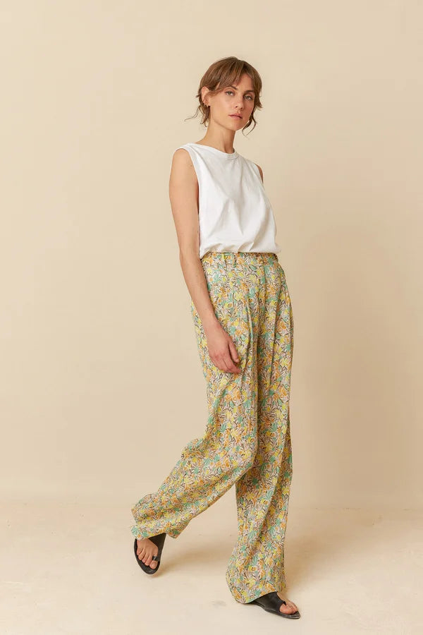 Floral Wide Leg Trousers - Indi&Cold