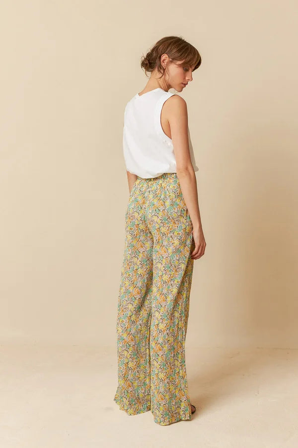 Floral Wide Leg Trousers - Indi&Cold