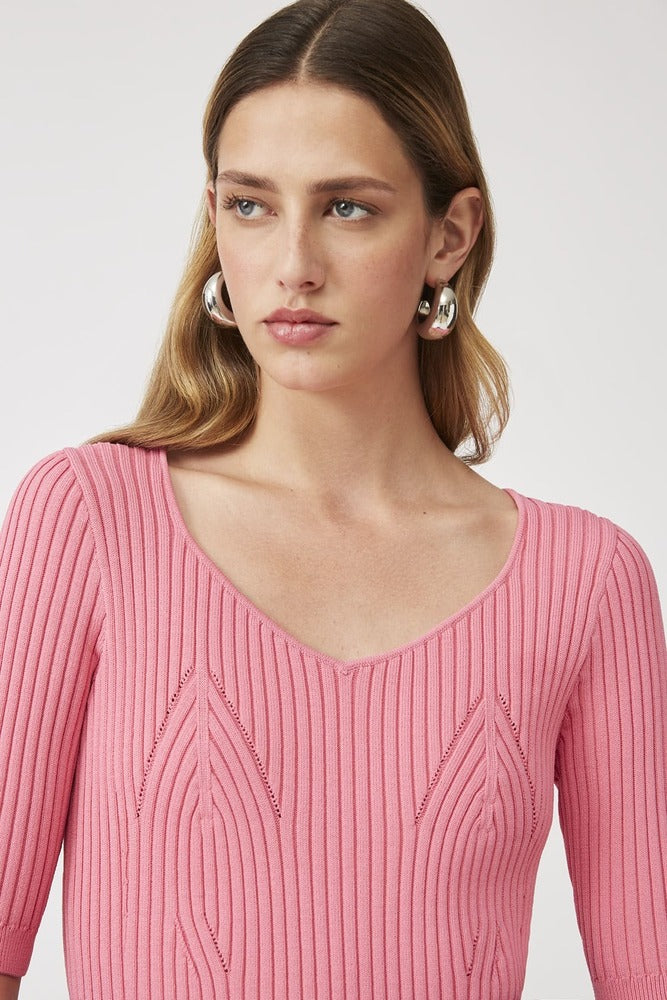 PHILKA- RIBBED COTTON SHORT SLEEVE KNIT