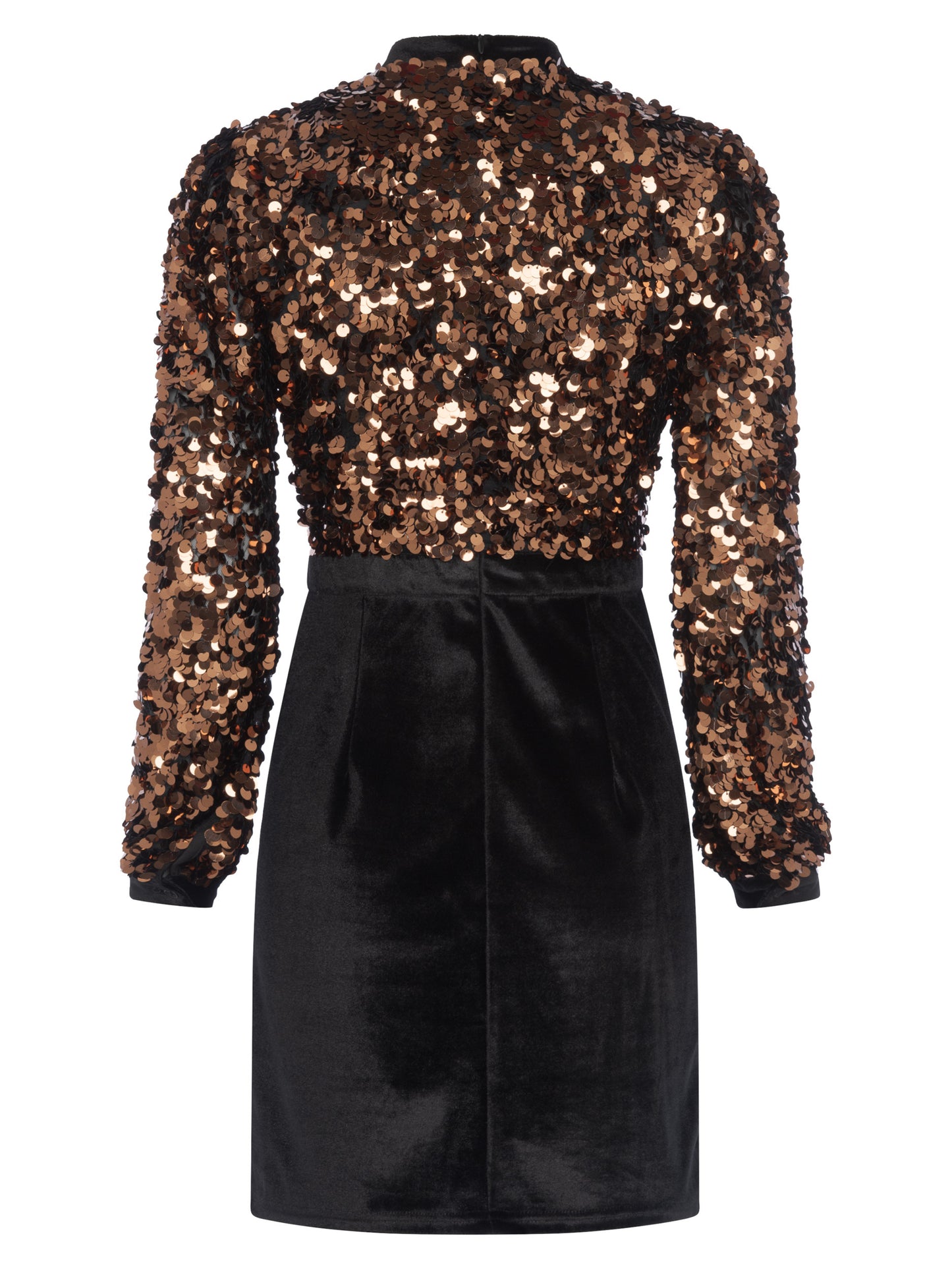 ASHIAZ SEQUIN AND VELVET HIGH NECK DRESS
