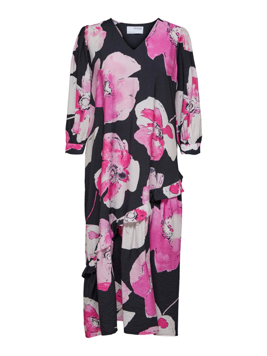 3/4 SLEEVE MIDI DRESS - SELECTED FEMME