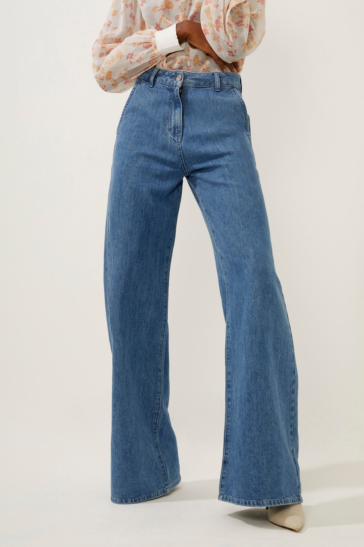 ZUZI LINEN BLEND DENIM WIDE LEGS
