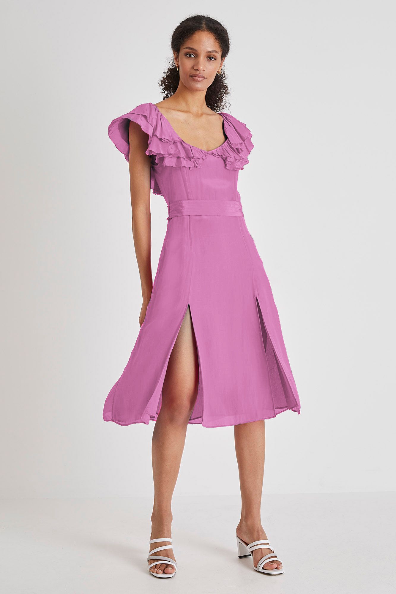 Almedina Drape Frill Neck Dress - French Connection