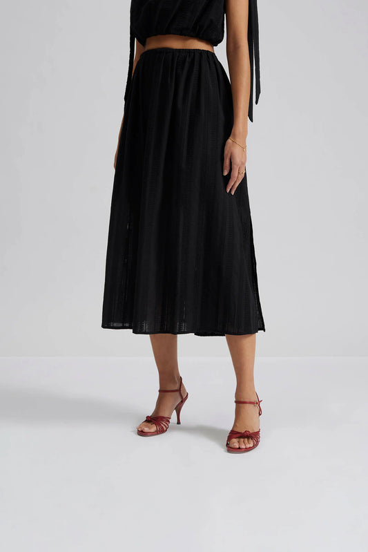 Tamara Embroidered Cotton Midi Skirt - Malina