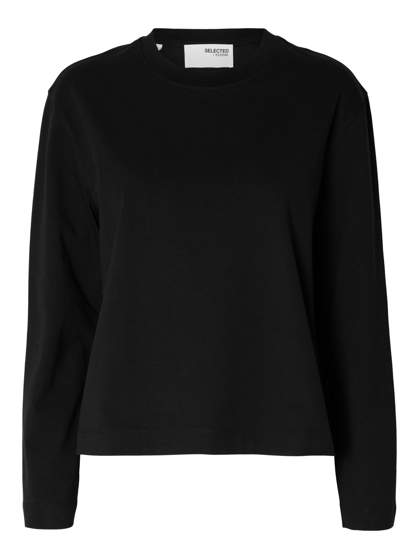 ESSENTIAL BOXY LS TEE (BLACK) - SELECTED FEMME