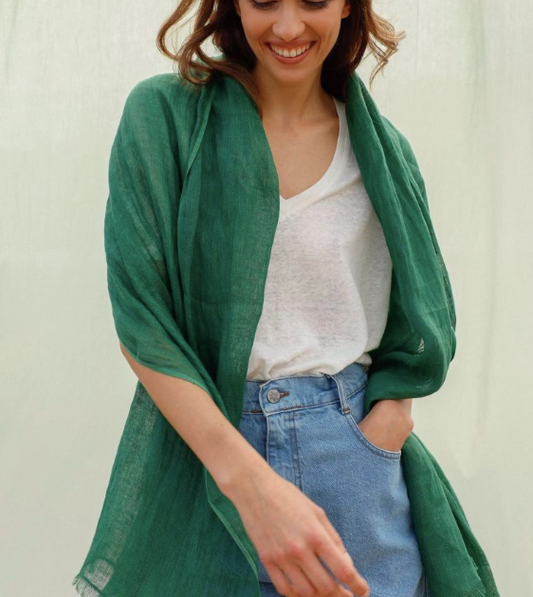 Linen Scarf - Indi & Cold (Green)