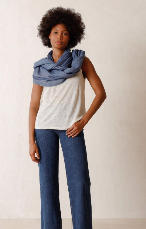 Linen Scarf (Blue) - Indi & Cold