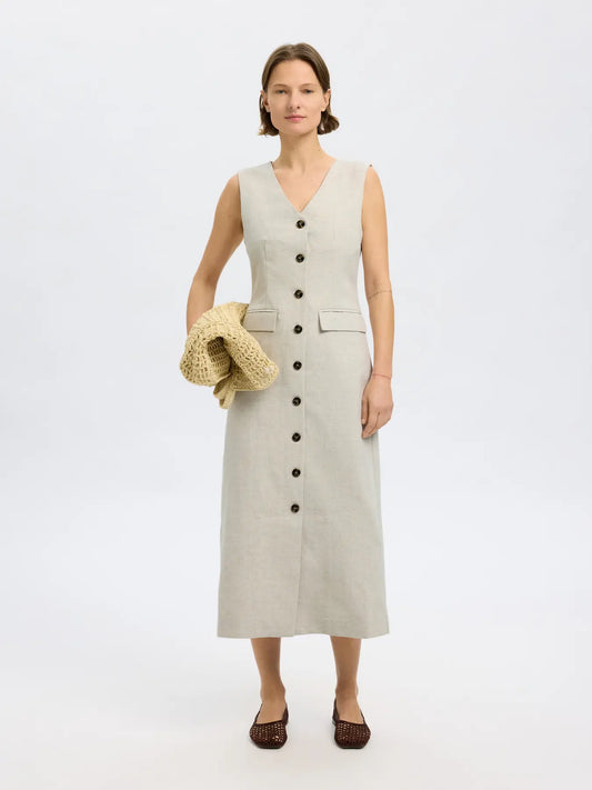 SLFVENJA LINEN BLEND DRESS - SELECTED FEMME