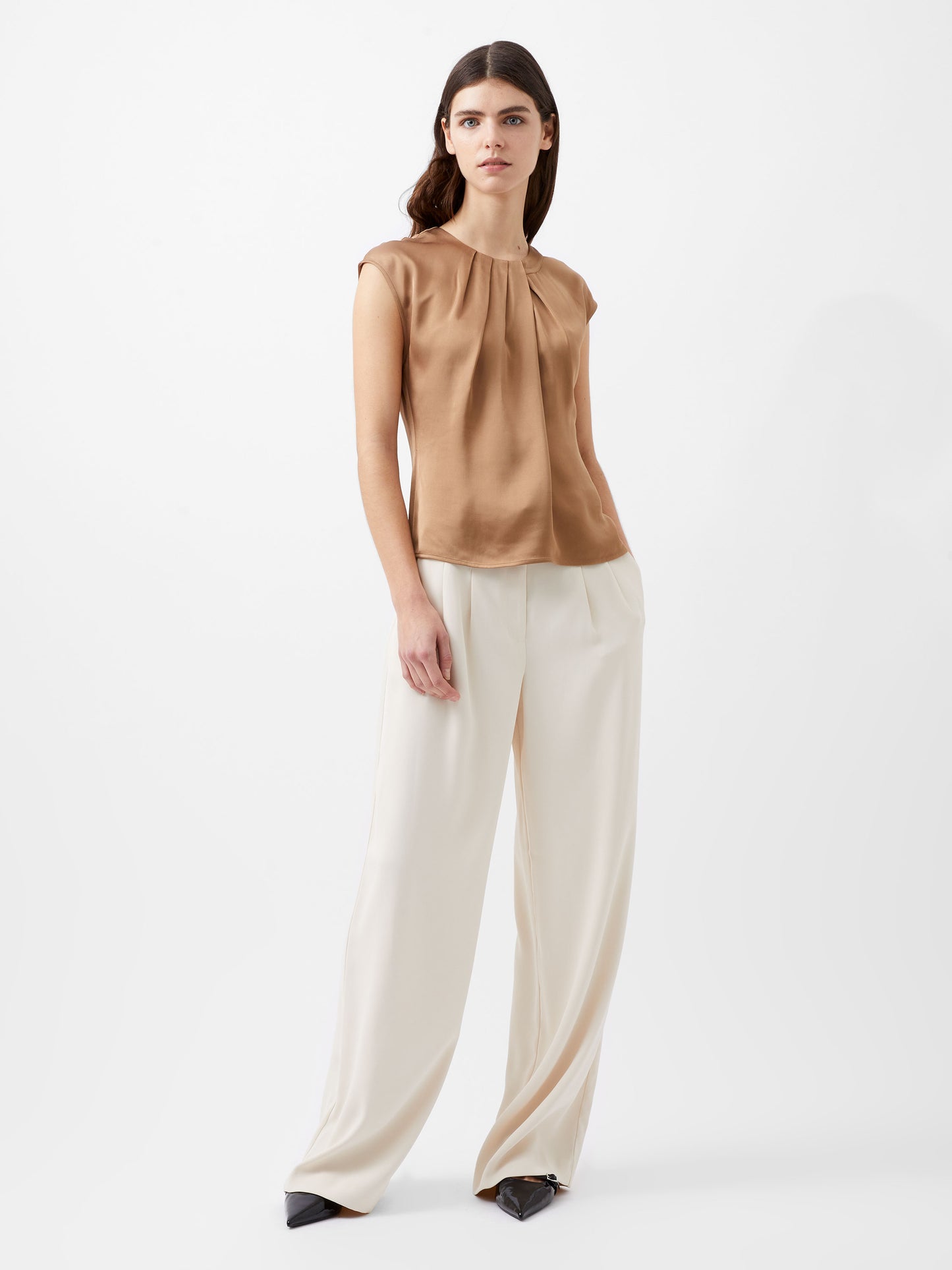 Ennis Satin Neck Detail Blouse - French Connection