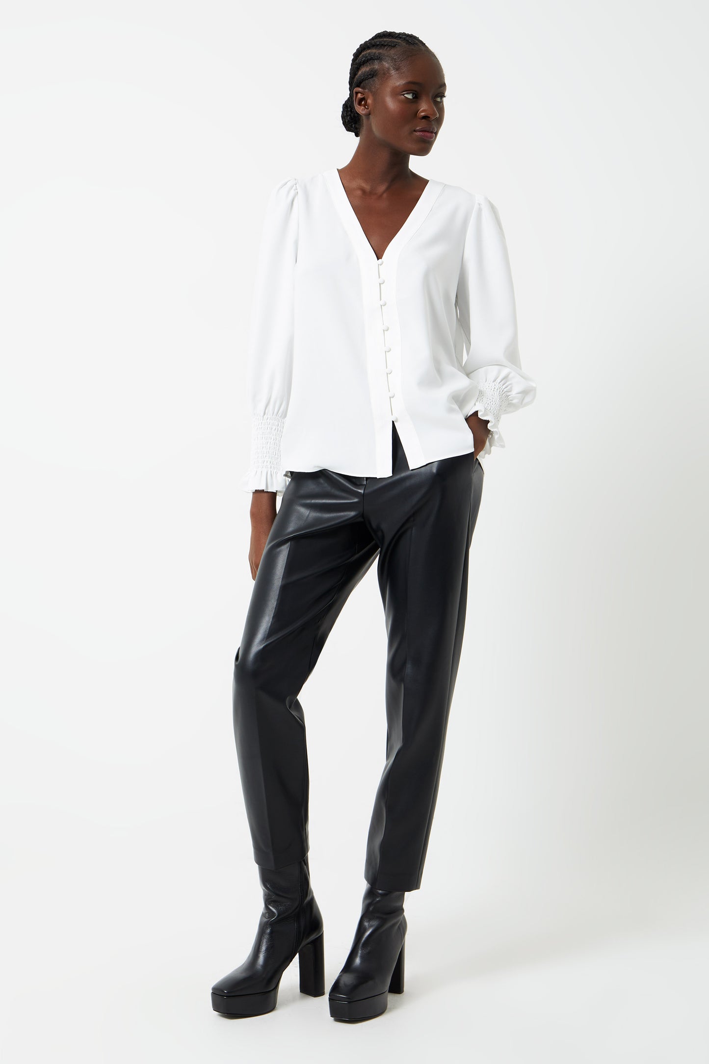 CREPE V NECK BLOUSE FRENCH CONNECTION