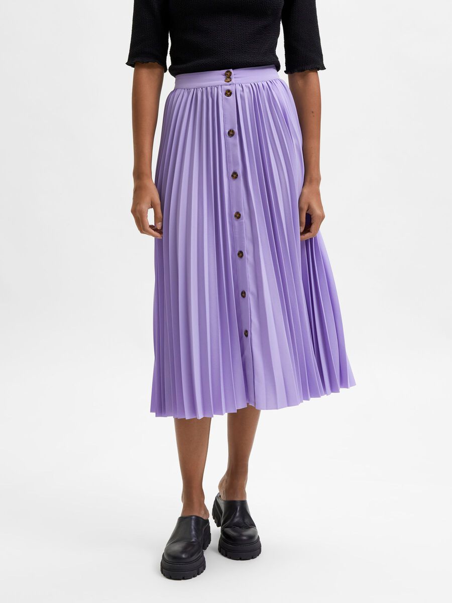 Plisse Pleated Midi Skirt- Selected Femme