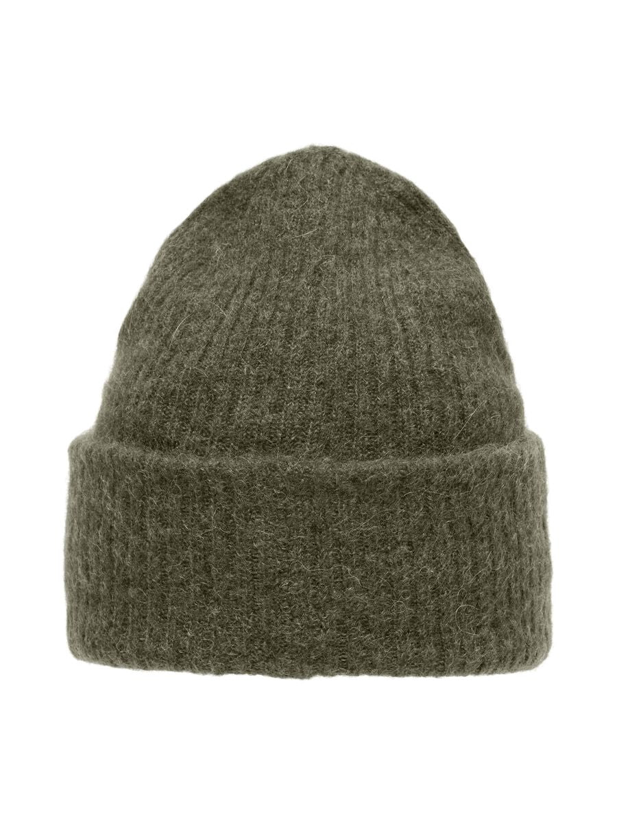 Knitted Beanie (Olive) - Selected Femme