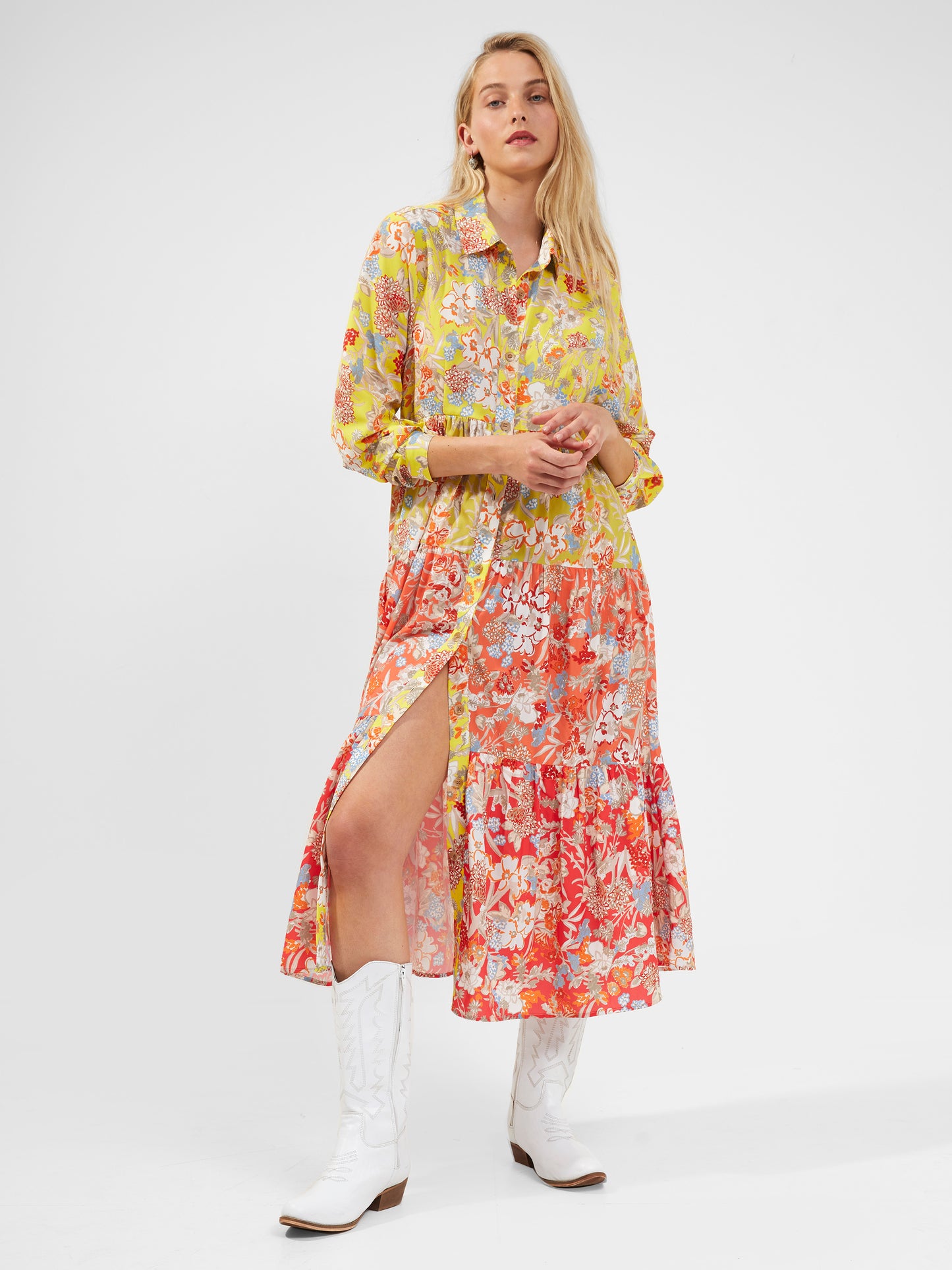 BLOSSOM COURTNEY TIERED BUTTON FRONT DRESS - FRENCH CONNECTION